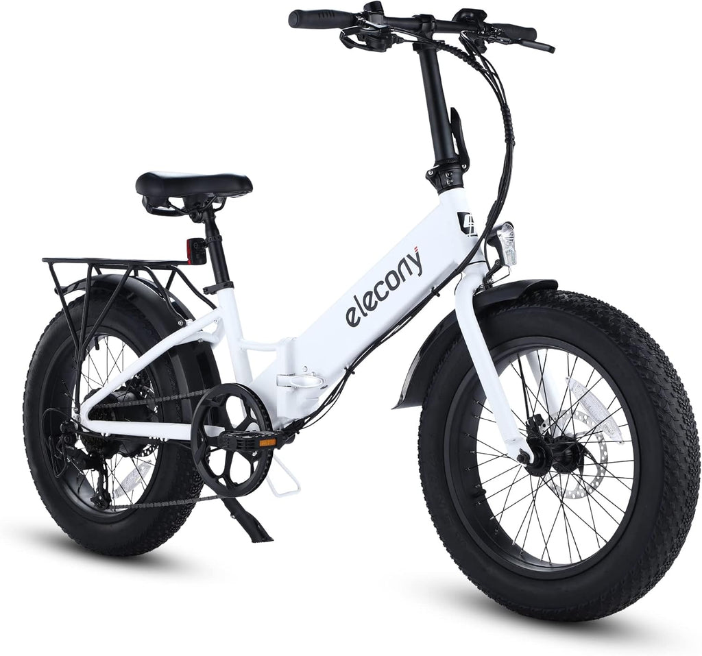 Folding Electric Bicycle 20'' Fat Tire 350W 36V/12.5AH Battery 7 Speeds Grey/White E388