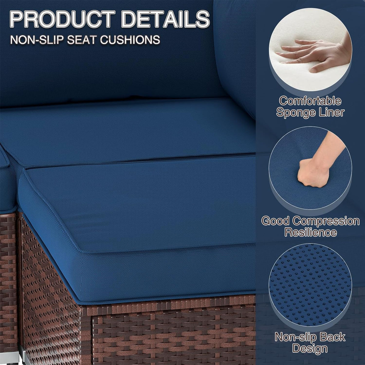 7 Pieces PE Rattan Wicker Patio Furniture Set with Glass Table N859