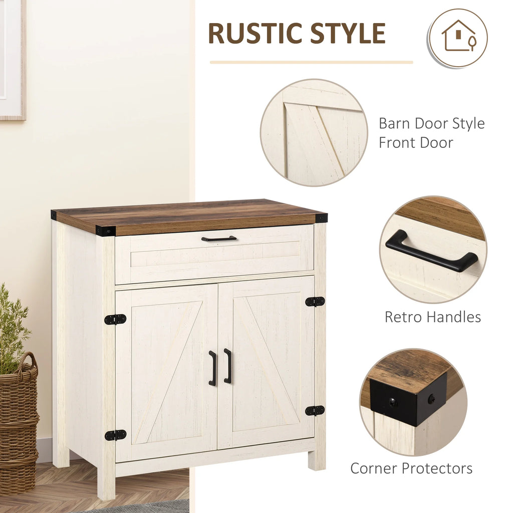White Wooden Sideboard Buffet Cabinet with Drawer and Adjustable Shelf X888