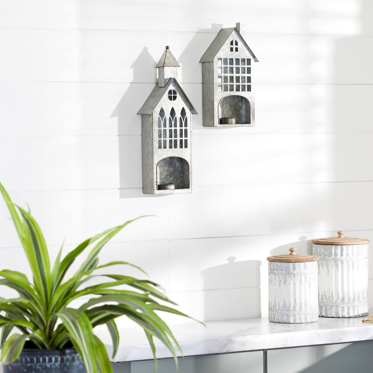 Grey Metal Candle Holder (Set of 2) G1035