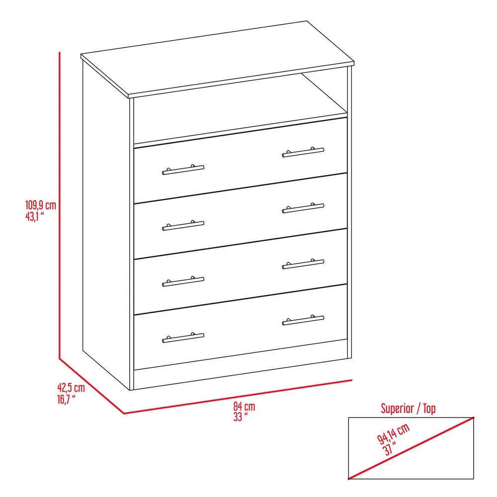 Four Drawer Dresser Light Gray White I963