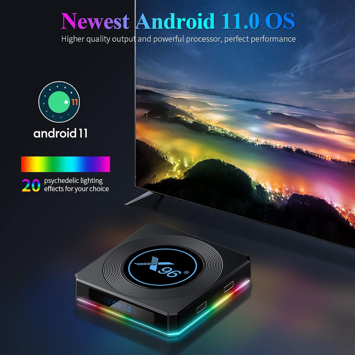 Android TV Box 11.0 4GB 64GB with Ethernet 1000M LAN Bluetooth 4.2 S68077