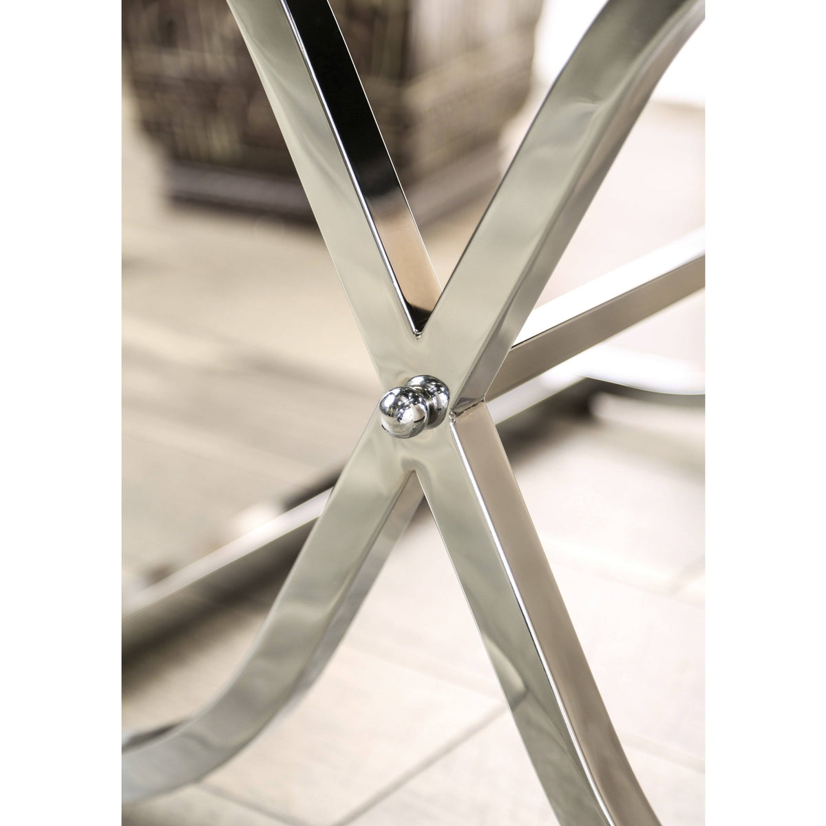 Contemporary Chrome Metal Square End Table I9360