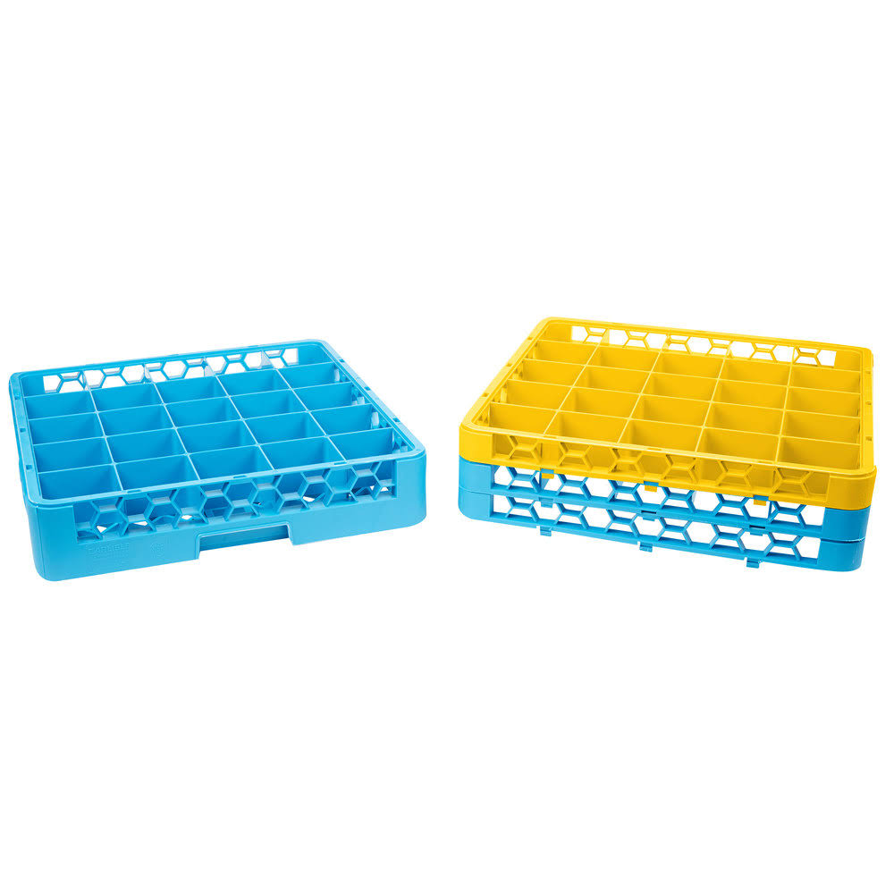 25 Compartment Yellow Glass Rack with 3 Extenders I44372
