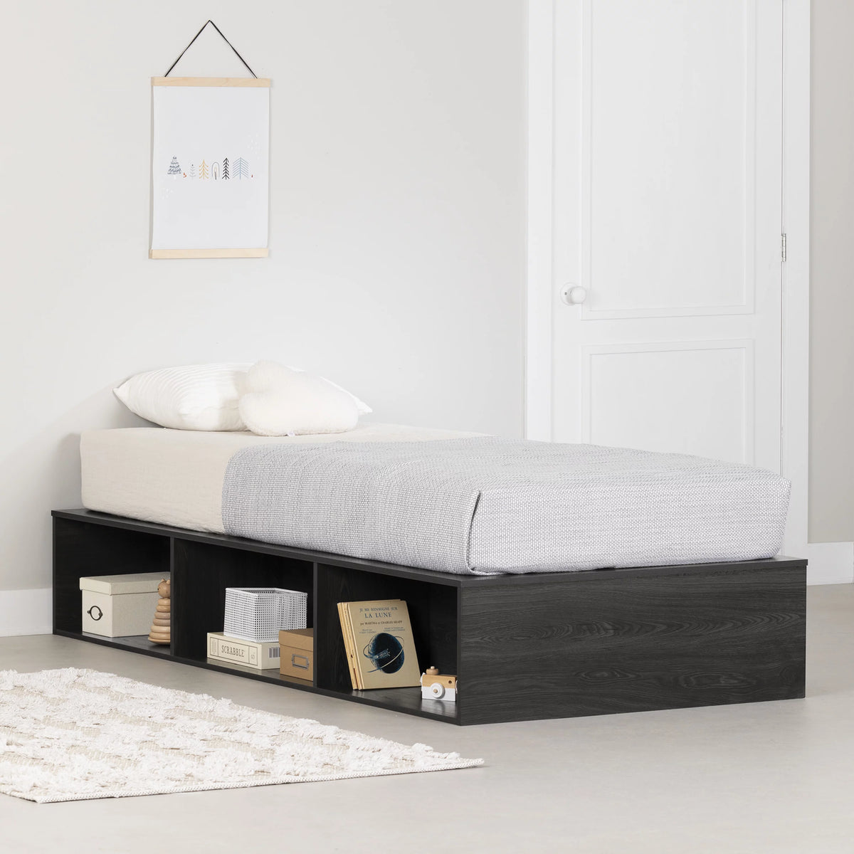 Twin Platform Bed with Open Storage R5511