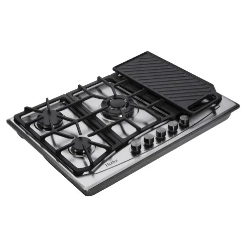 30" 5 Burner Built-in Stainless Steel Gas Cooktop with Griddle B30446