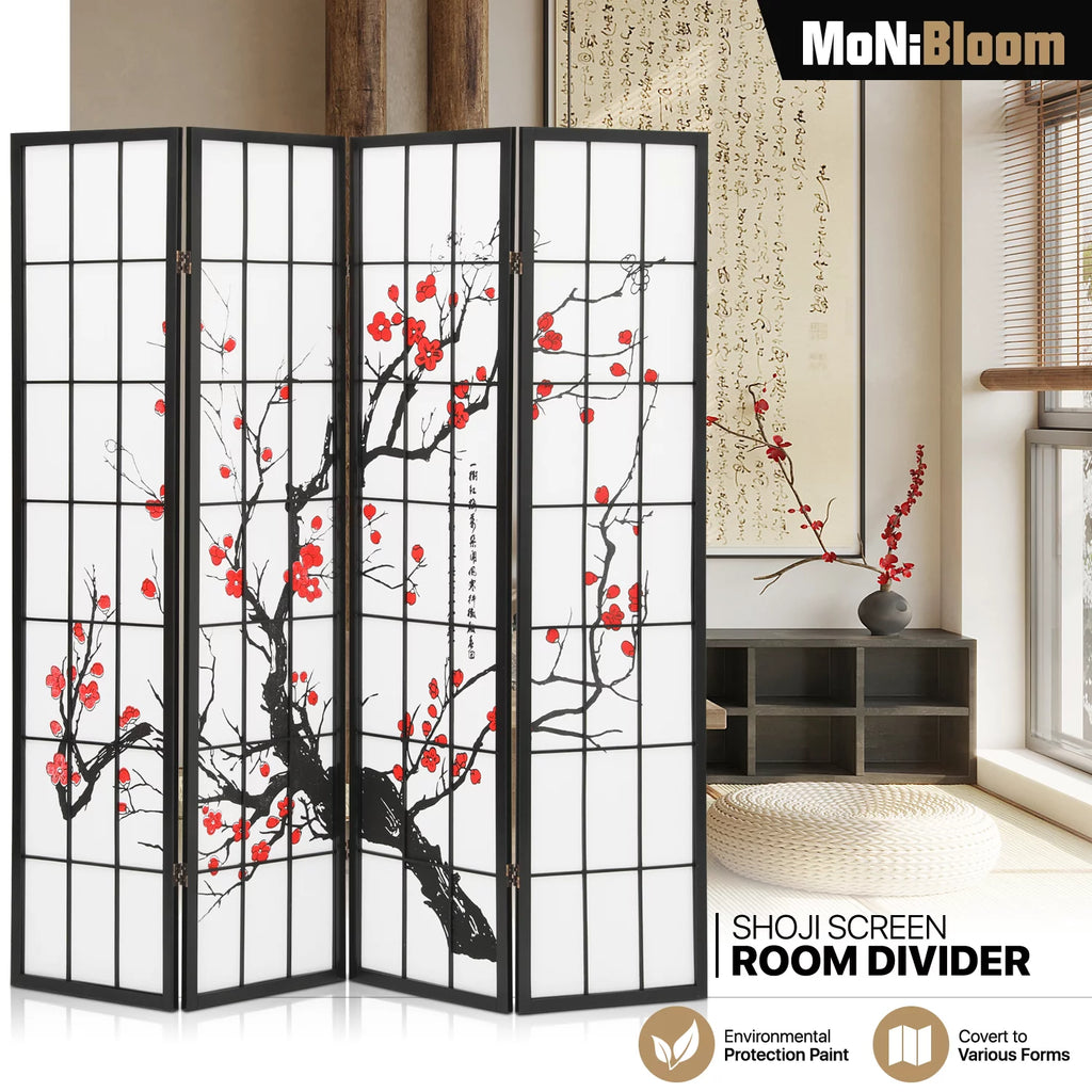 5.8 ft Tall 4 Panel Wood Room Divider J5648