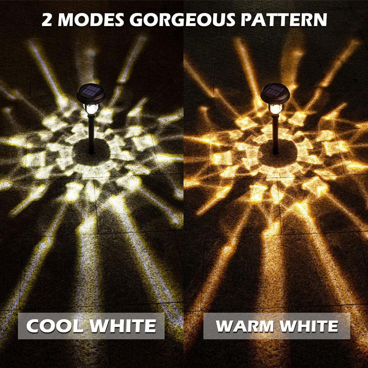 8 Pack 2 Modes Metal Glass Waterproof Solar Pathway Lights H576