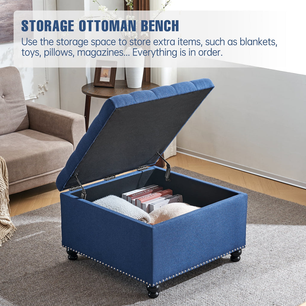 Large Upholstered Storage Ottoman P472