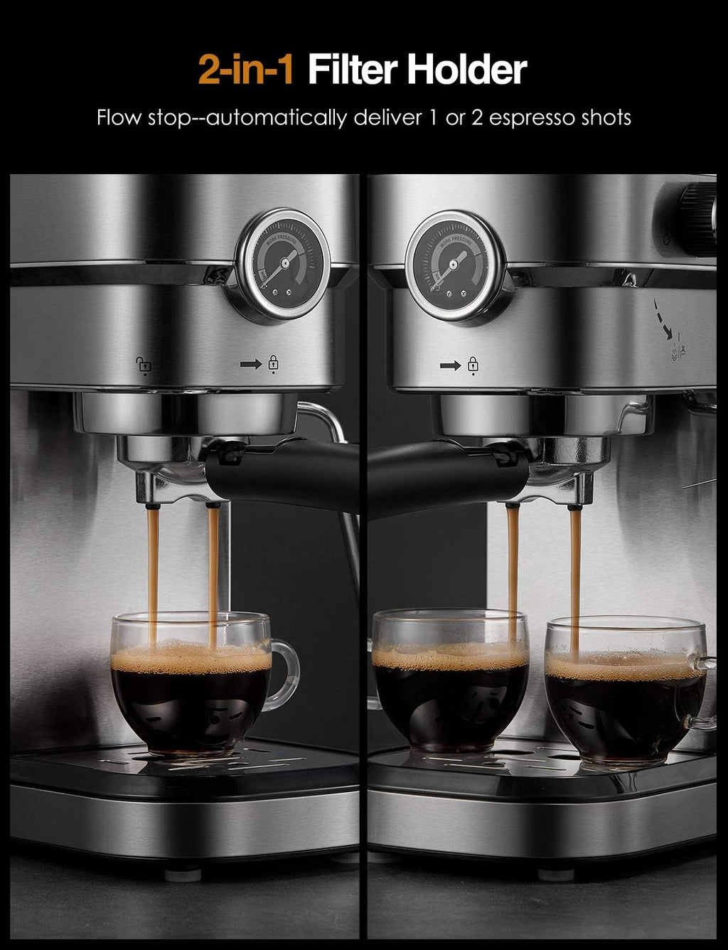 15 Bar Espresso and Cappuccino Maker with Milk Frother Wand W87594