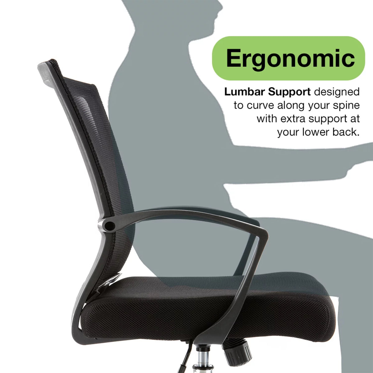 Black & Aqua Ergonomic Mesh Mid Back Office Chair X77735