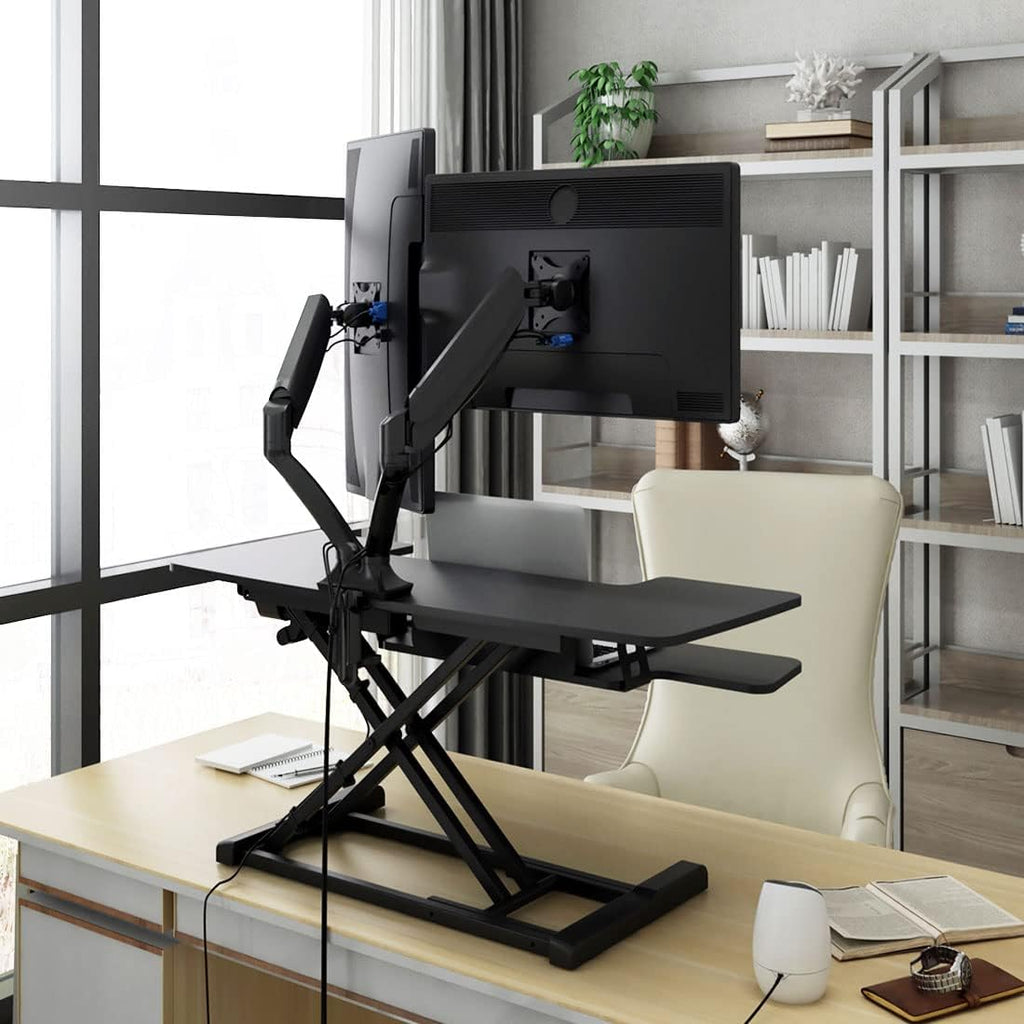 Electric Standing Desk Converter with Quick Release Keyboard Tray N82144