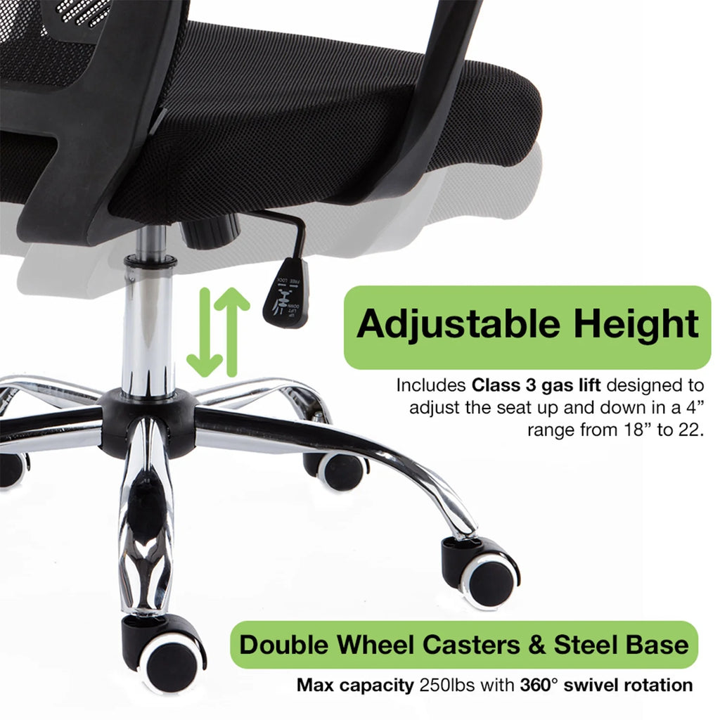 Black & Aqua Ergonomic Mesh Mid Back Office Chair X77735