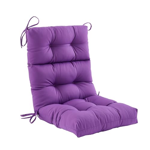 Purple Water Resistant Tufted High Back Chair Cushion with Ties Z16356