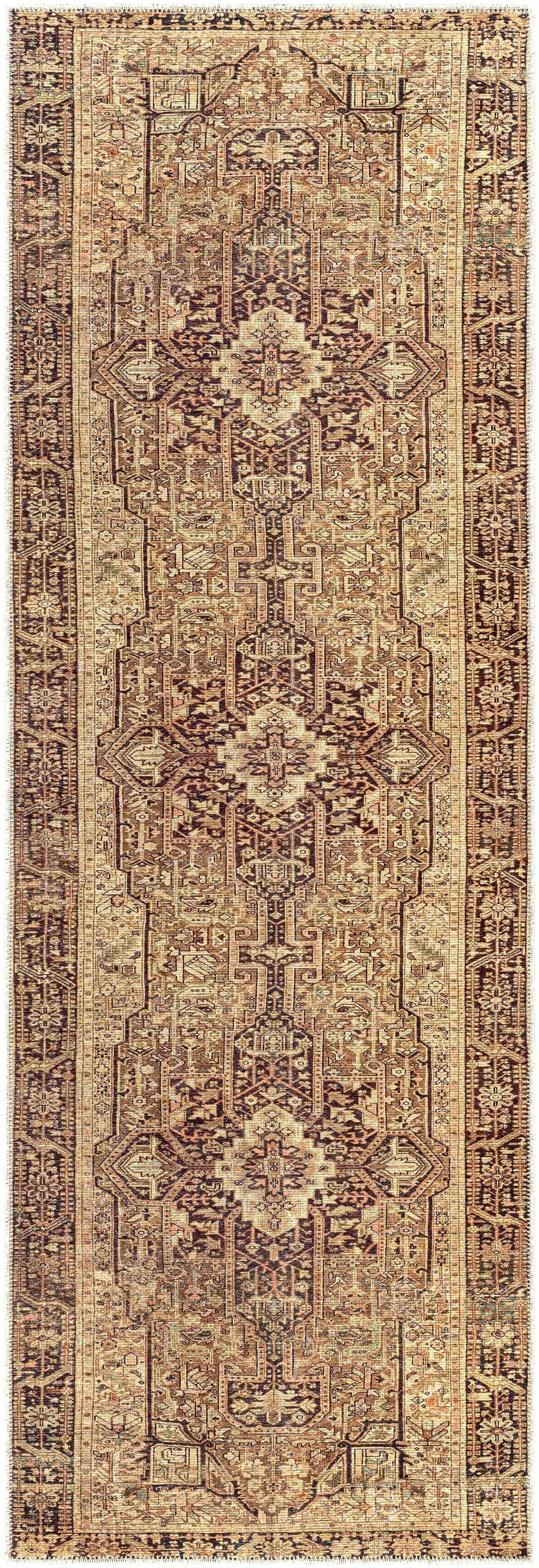 Machine Washable Area Rug - Brown, Green - 7'10" x 10'2" U360