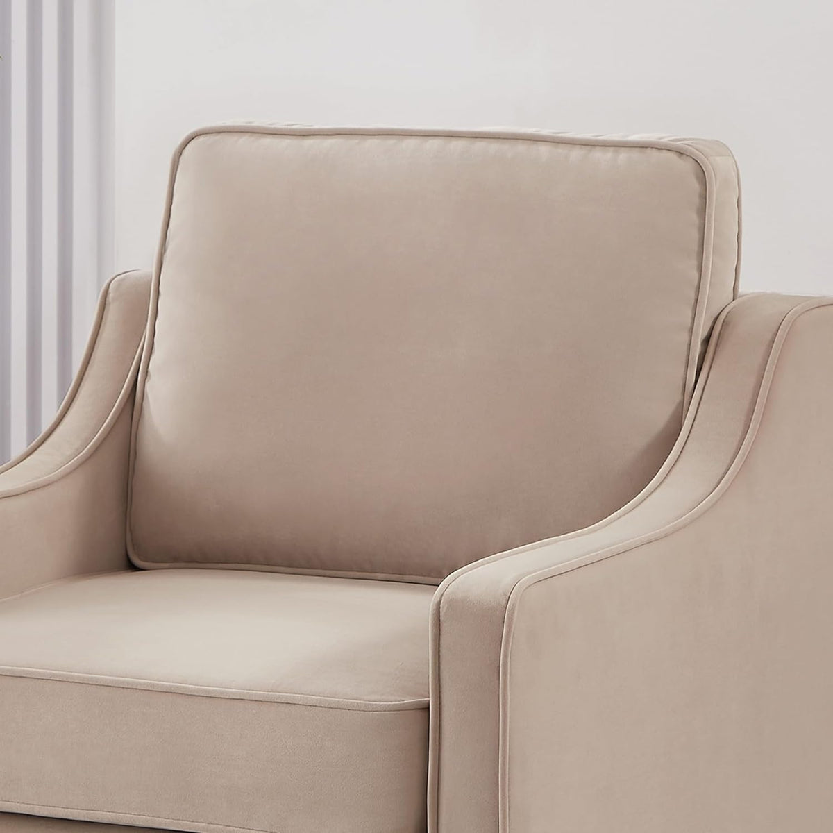 Taupe Velvet Accent Chair with Wooden Legs W758452