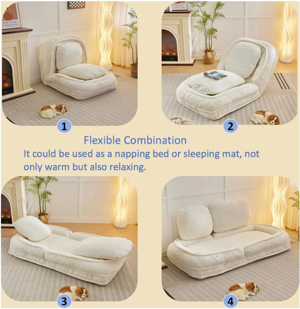 White Lazy Sofa Floor Couch P95821