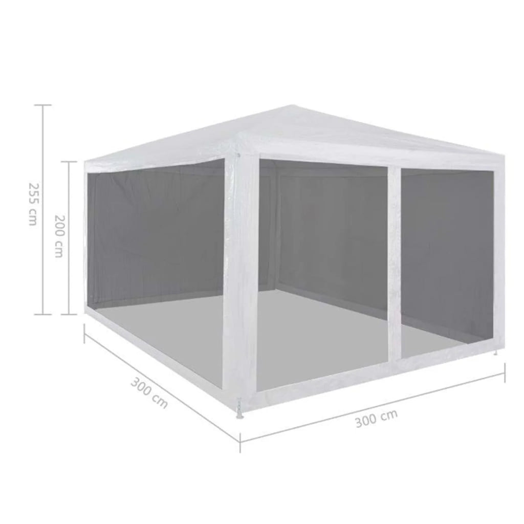 Party Tent with 4 Mesh Sidewalls 9.8' x 9.8' D4794