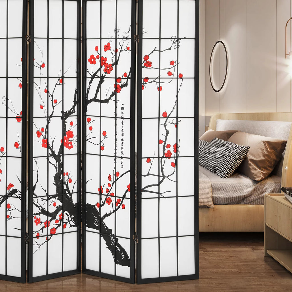5.8 ft Tall 4 Panel Wood Room Divider J5648