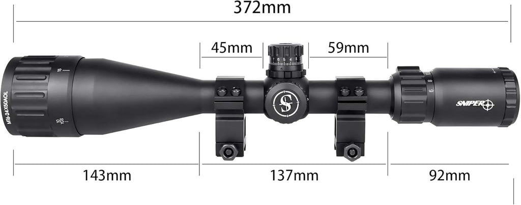 6-24x50 Rifle Scope with Red/Green/Blue Illuminated Reticle B342023