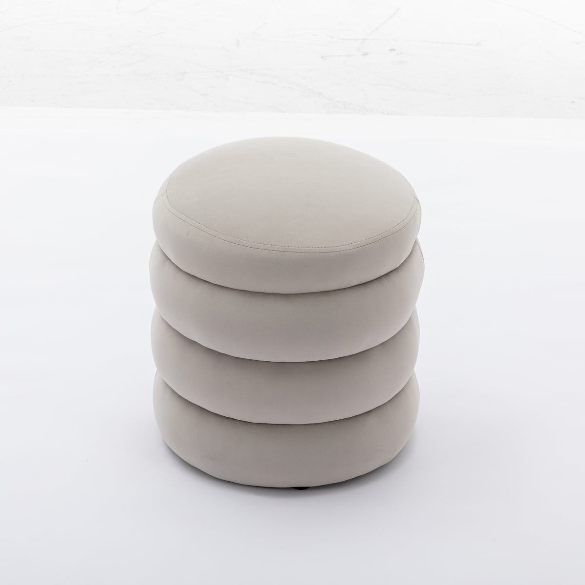 Gray Velvet Tufted Ottoman P96318
