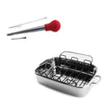 3PC Cast Covered Roast Pan Set with Turkey Baster and Injection Needle N5506