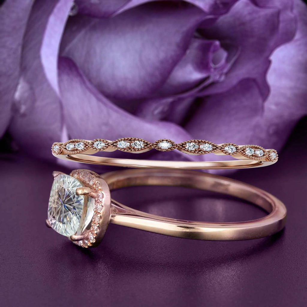 2.05 Carat Cushion Cut Diamond Moissanite Engagement Ring in 925 Sterling Silver With 18k Rose Gold Plating R453689