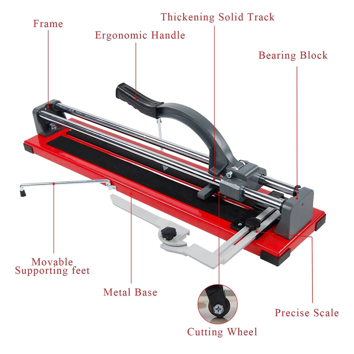 Red Manual Tile Cutter with Tungsten Carbide Cutting Wheel C198