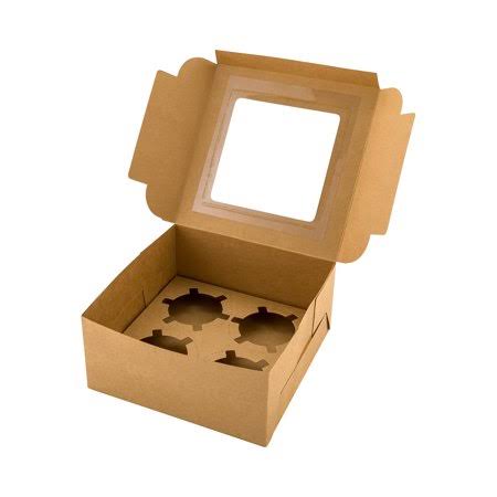 Square Kraft Cupcake Window Box, 100 Count Y73972