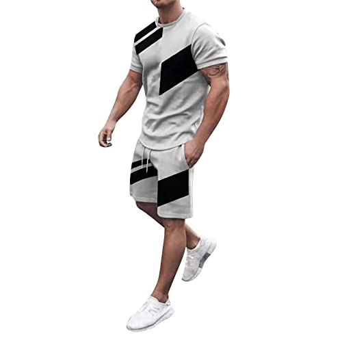 Mens Short Sets 2 Piece Outfits Summer Tracksuits Short Sleeve Tshirts and Shorts O973849