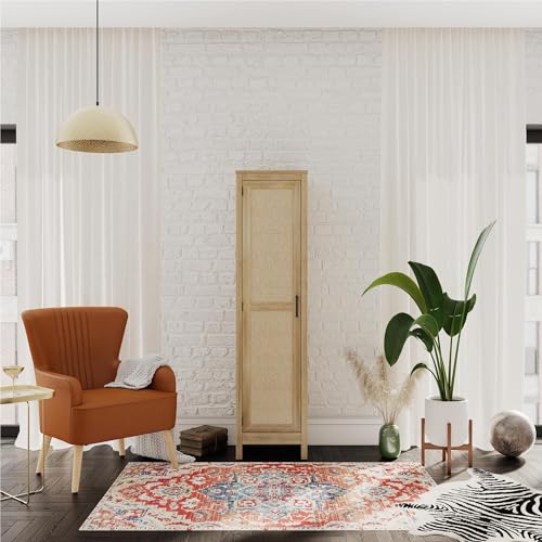 Black Oak 1-Door Tall Cabinet I556