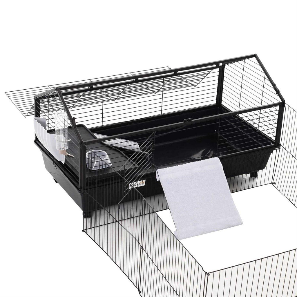 Rolling Metal Small Animal Hutch Cage with Main House and Run A663760