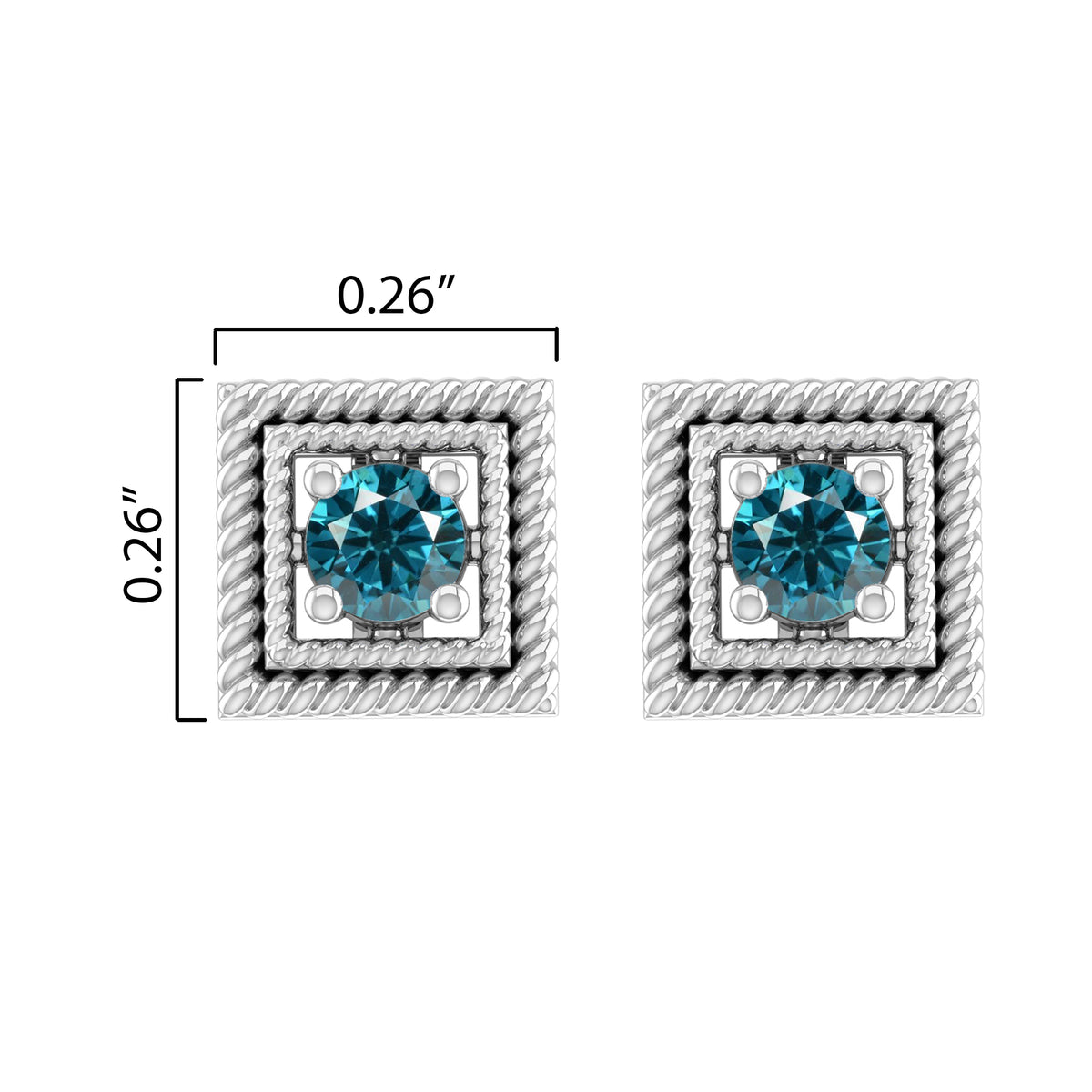 Sterling Silver Stud Earrings with Natural Blue Diamond C36770