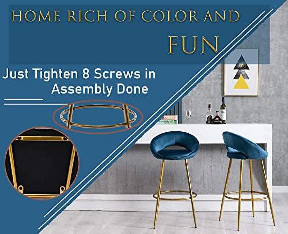30" Velvet Stools with Gold Metal Legs N236041