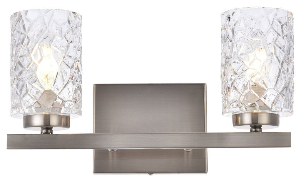 2 Lights Bath Sconce in Stain Nickel with Clear Shade U3859