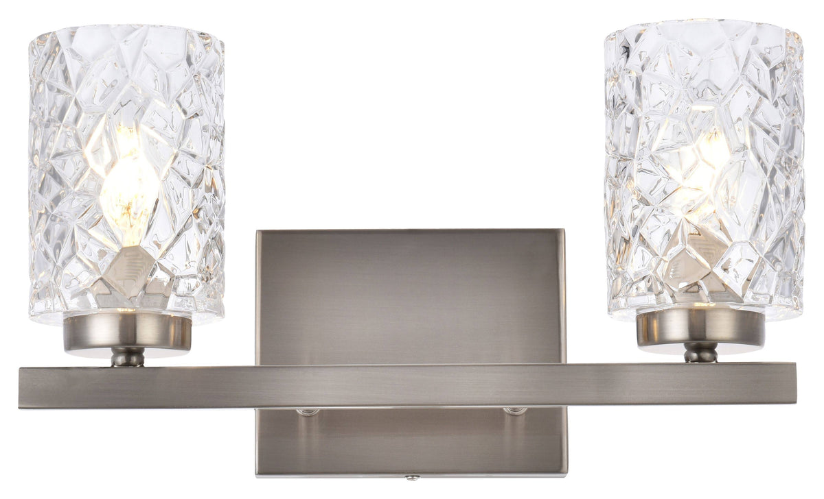 2 Lights Bath Sconce in Stain Nickel with Clear Shade U3859