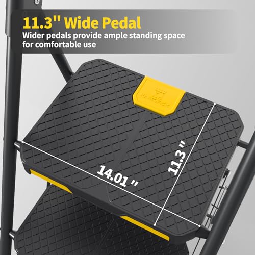 4 Step Steel Step Stool with Handrail Black L6940