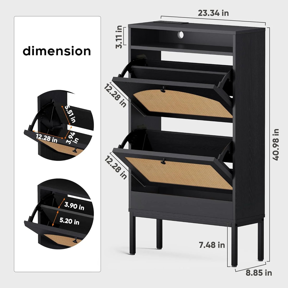 Black Shoe Storage Cabinet K961