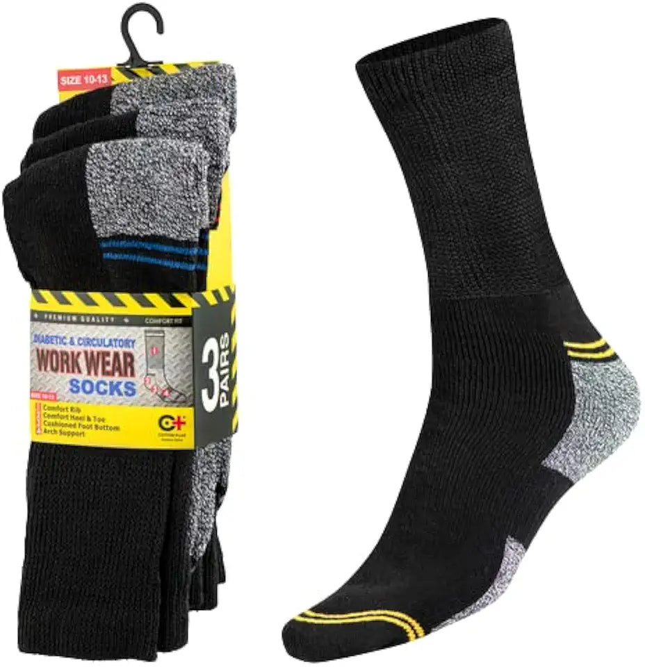 Cotton Diabetic Crew Boot Socks Men's Size 10-13 J967