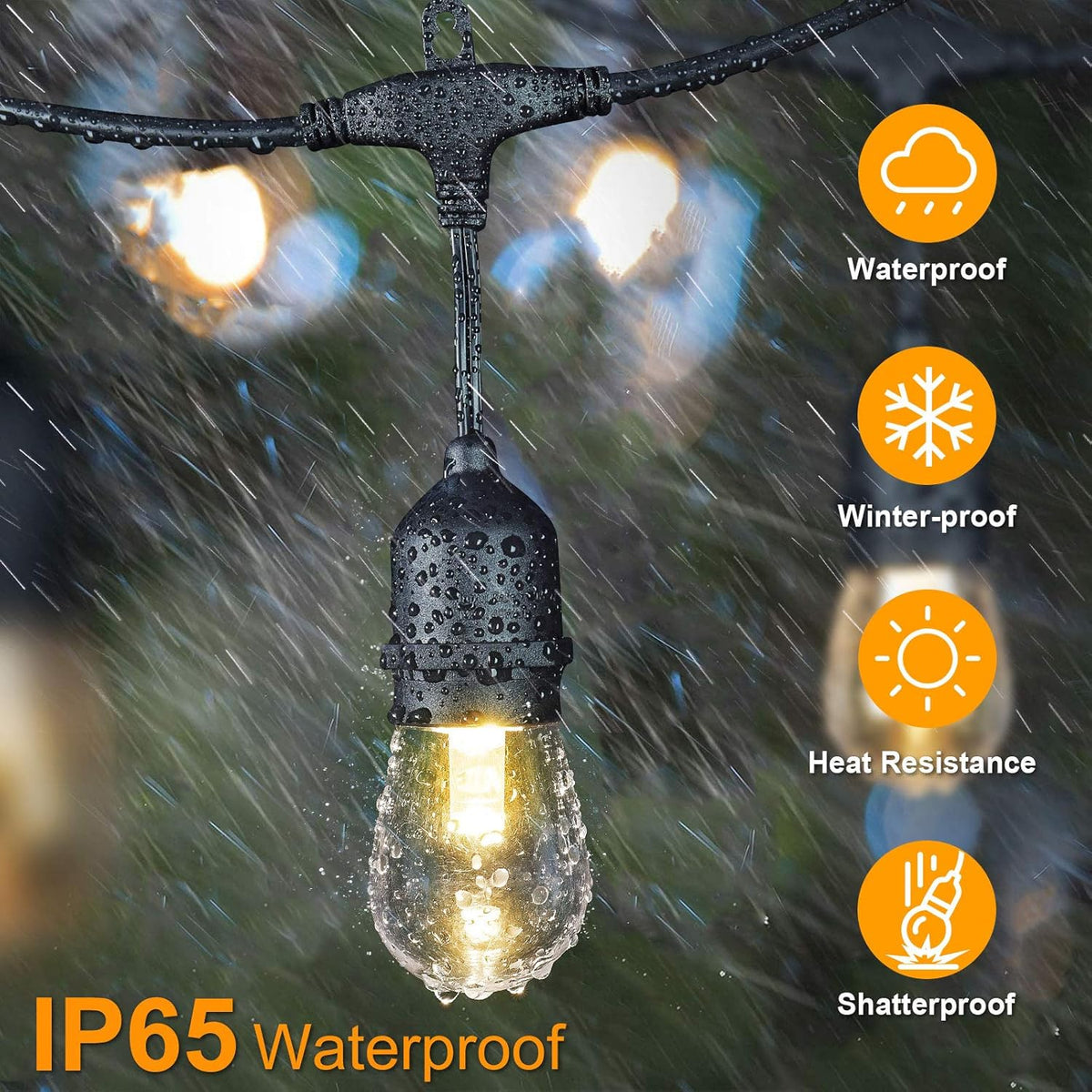 2 Pack 48FT 3-Color Solar String Lights with Remote, 30+5 Waterproof LED Bulbs D48532