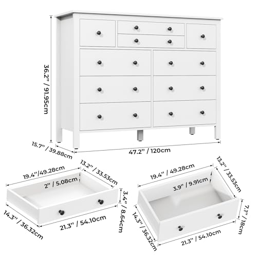 10 Drawer White Wooden Dresser D99137