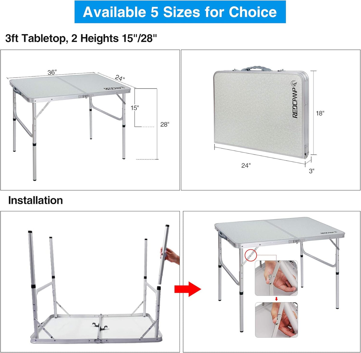 Folding Camping Table, 3ft Portable Aluminum Outdoor Table C46805