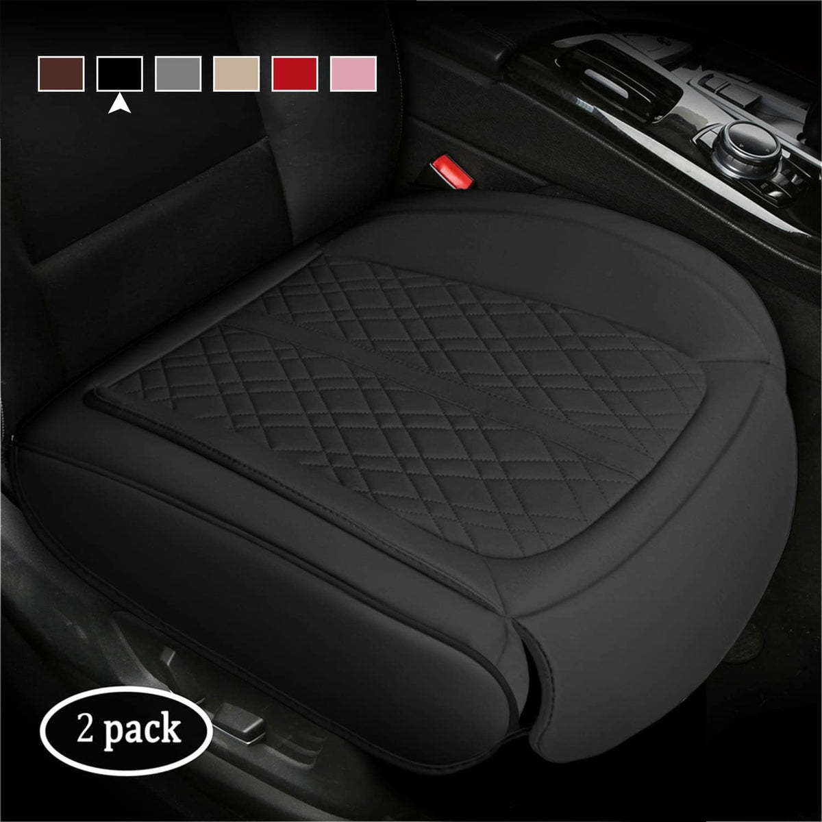 2Piecs PU Leather Car Seat Cover Protector with Footrest (Red) K57213