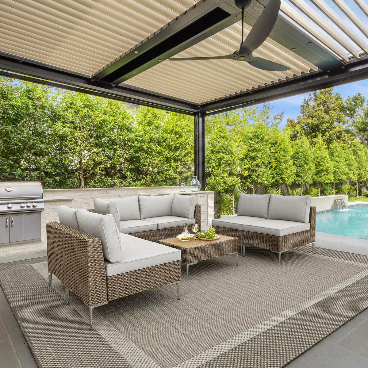 7 Piece Patio Furniture Set with Soft Cushion W415