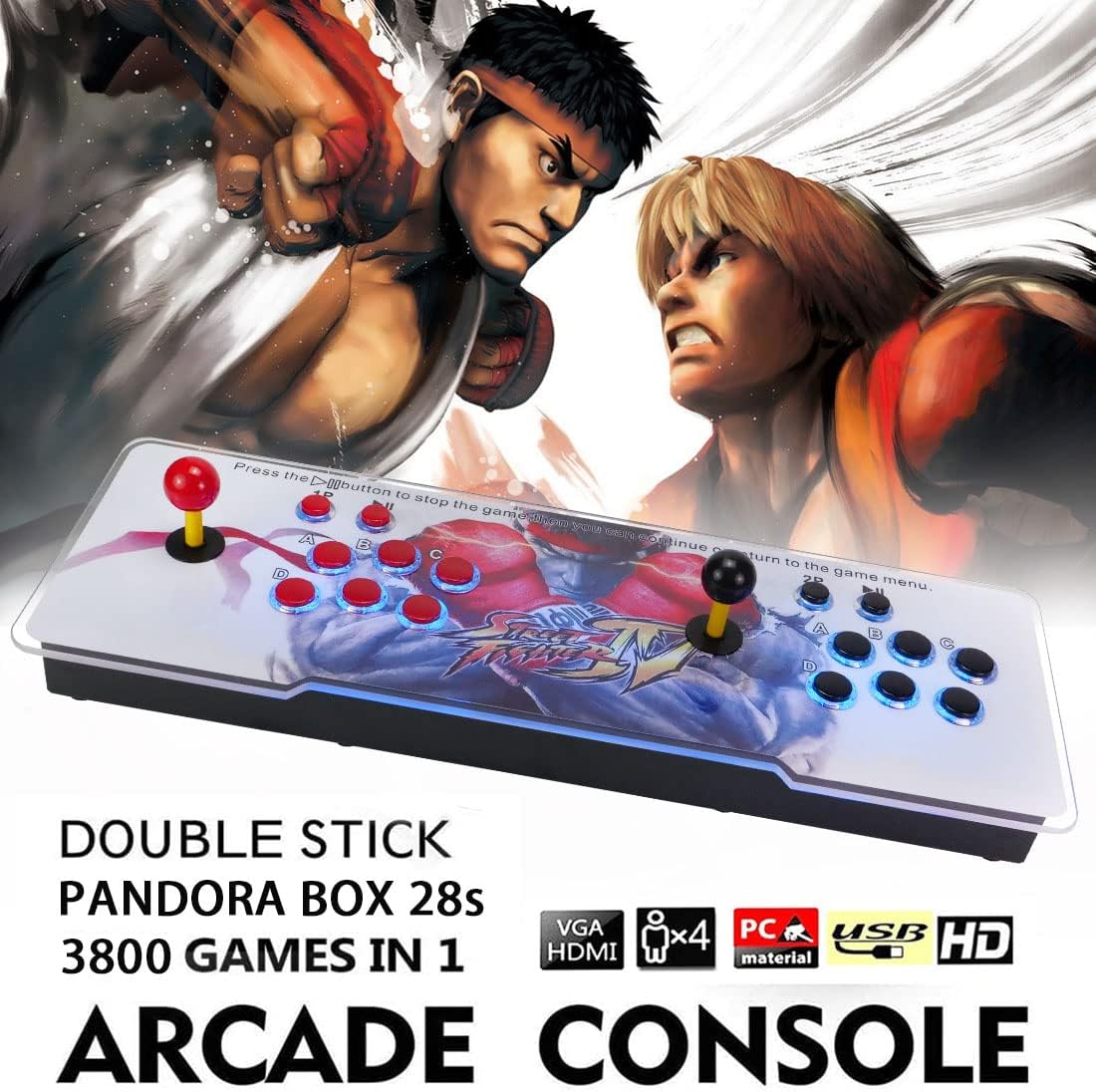Red and White 1280x720P 3D Arcade Game Console with 3800 Games P970