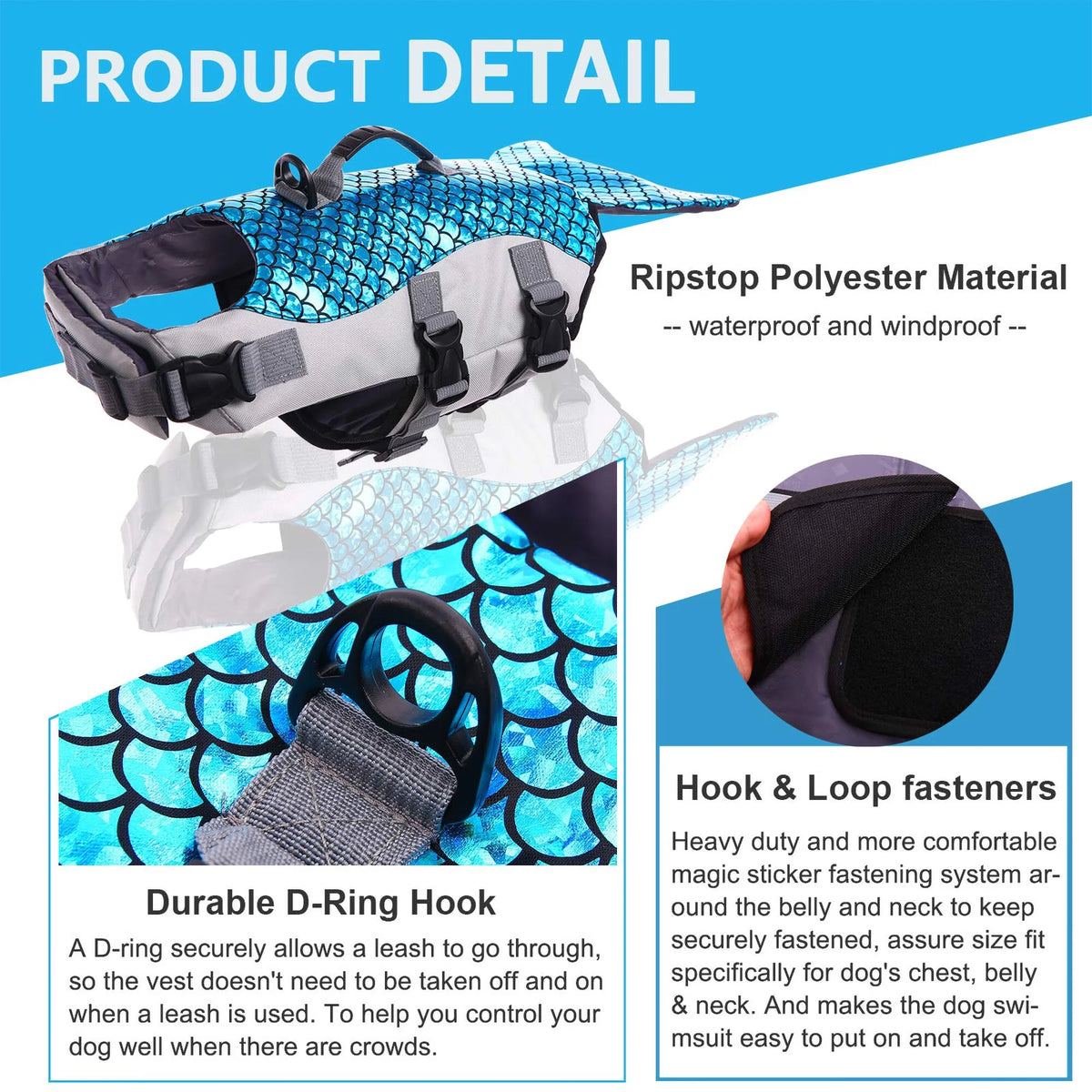 Dog Life Jacket with Rescue Handle, Reflective Adjustable Life Vest G572