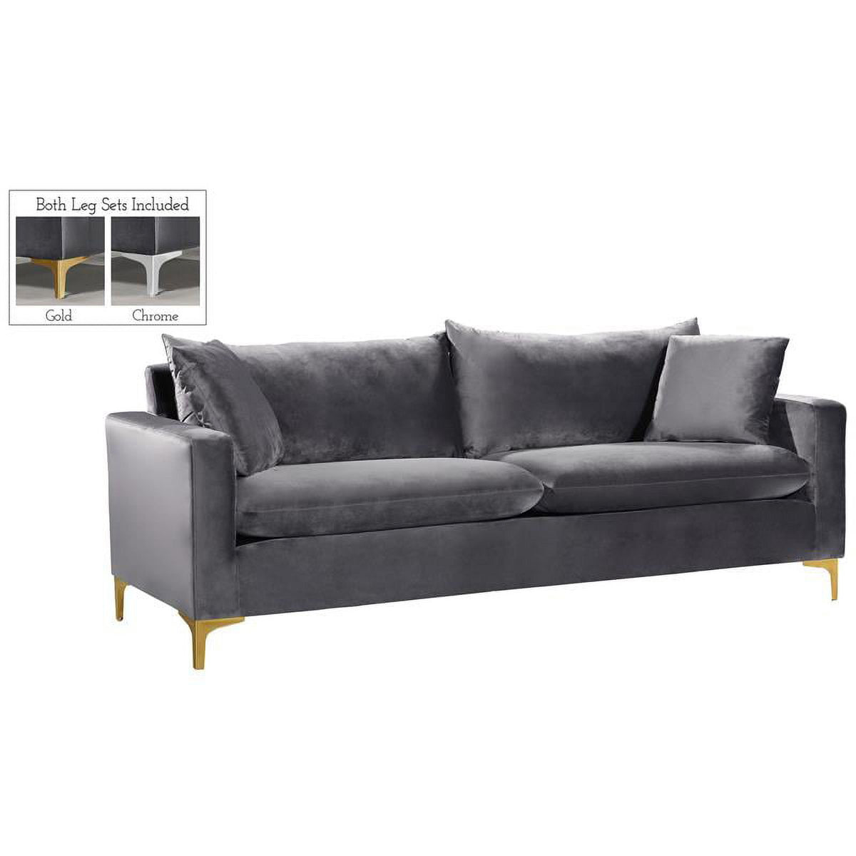 Gray Velvet 3-Piece Sofa Set P555