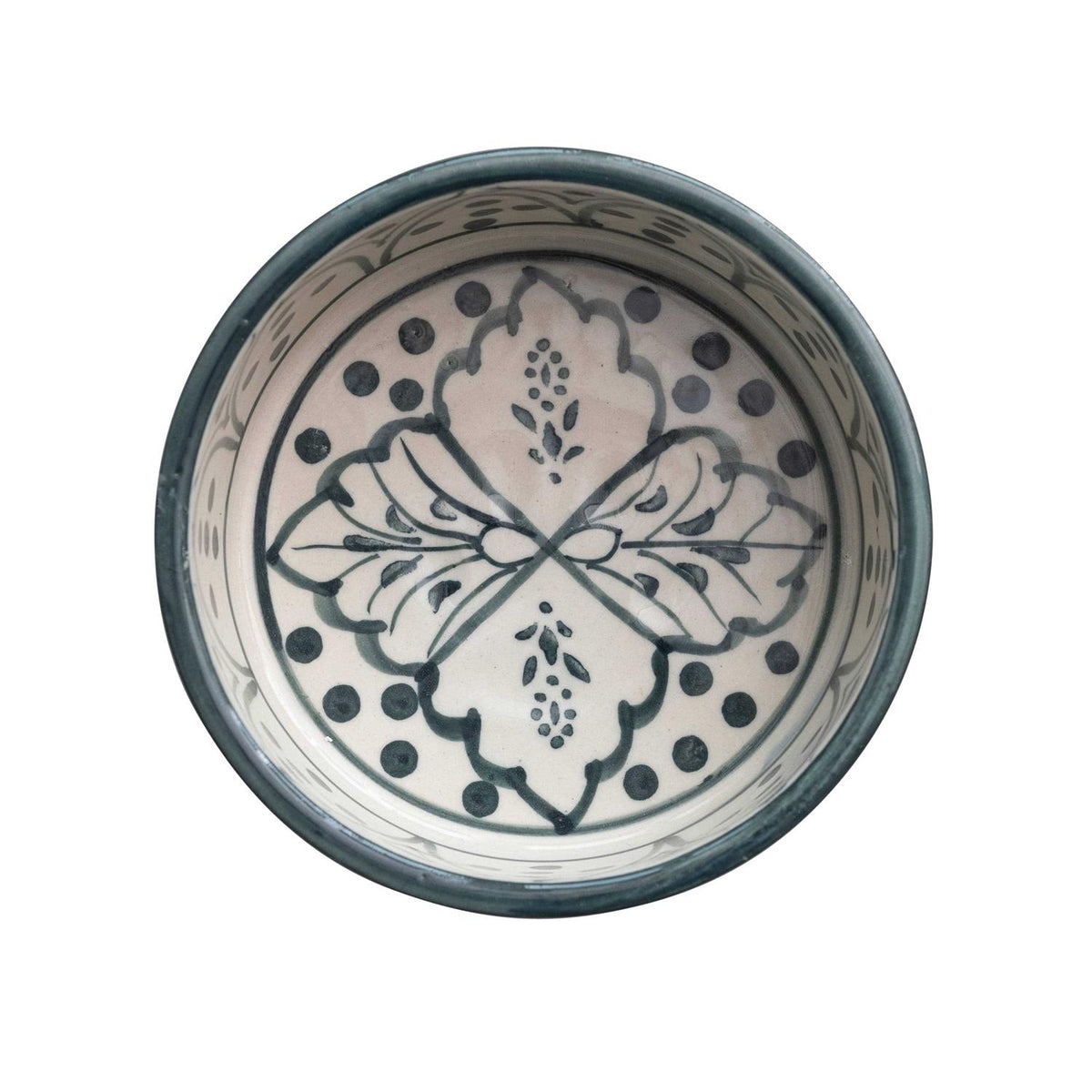 Hand-Painted Stoneware Pet Bowl P7306