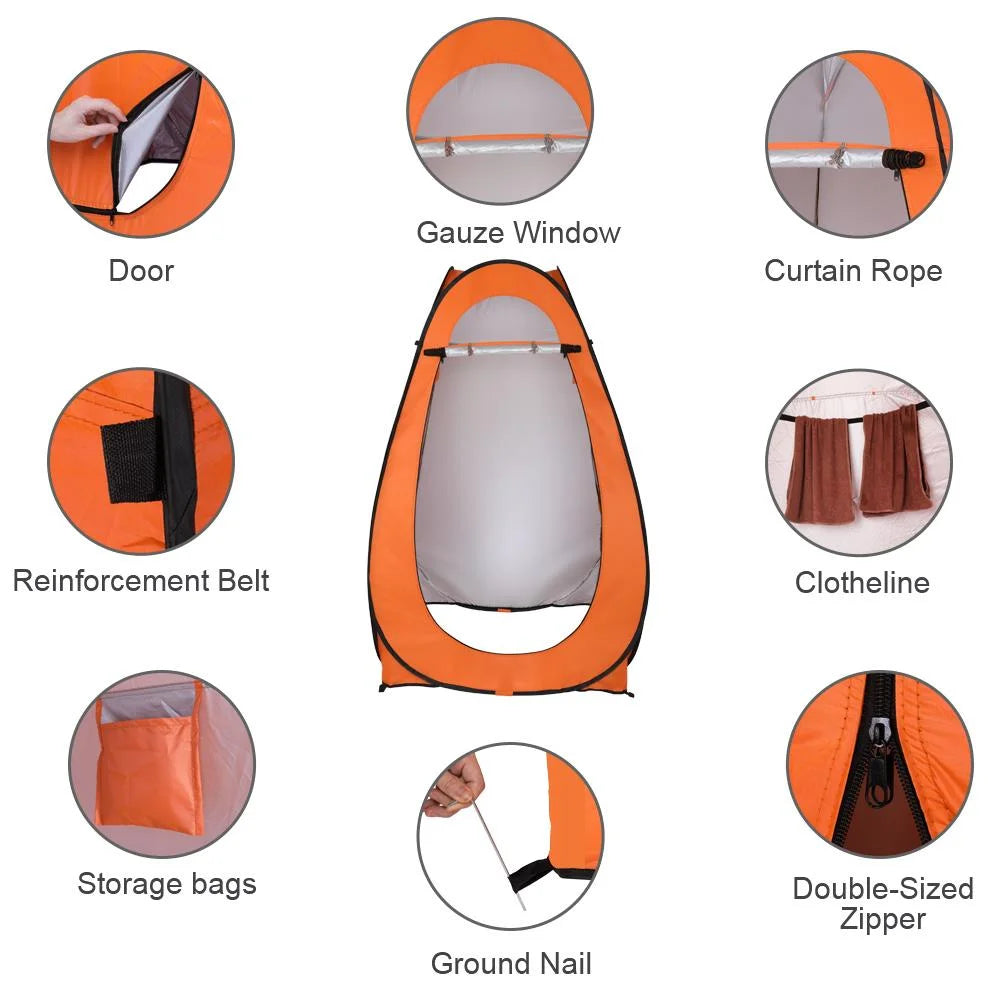 Orange Pop Up Shower Tent with Carrying Bag O618560