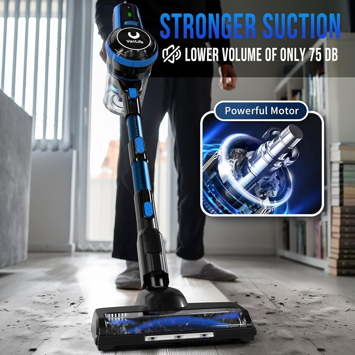 Cordless Stick Vacuum Cleaner with Headlight & Quadruple Filtration J1935